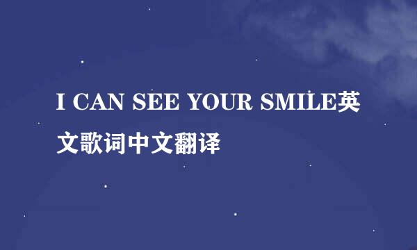 I CAN SEE YOUR SMILE英文歌词中文翻译